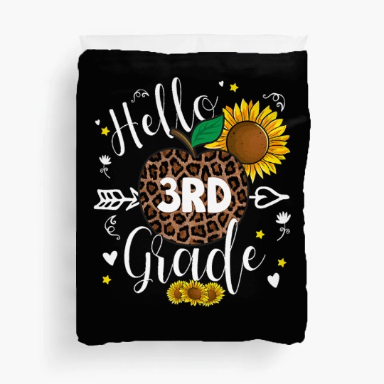 3rd Grade Back To School Leopard Print Sunflower Duvet Covers