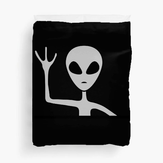 Gray male alien waving Duvet Covers