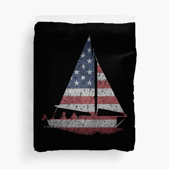 Distressed Stars Stripes Sailboat Sailing Adventur Duvet Covers