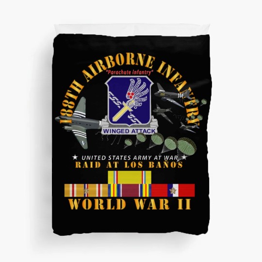 Army 188th Airborne Infantry Raid at Los Baños W J Duvet Covers