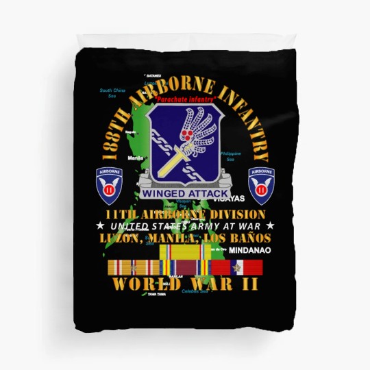 Army 188th Airborne Infantry The Philippines WWII Duvet Covers