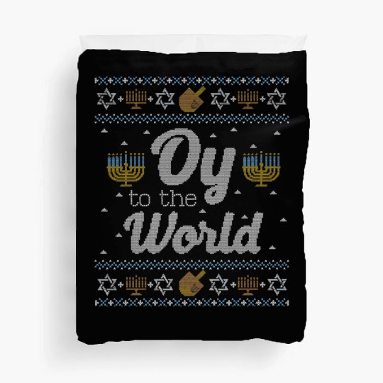 Funny Hanukkah Oy To The World Duvet Covers