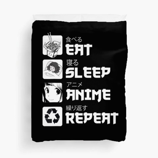 Awesome Anime Eat Sleep Anime Repeat Teenager Duvet Covers