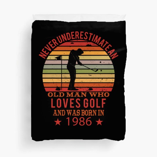 Golfing Golfplayers Vintage 1986 Birthday Duvet Covers