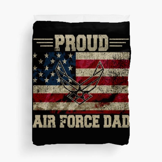 Proud Air Force Dad Veteran Us Flag Duvet Covers