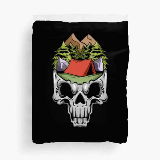 Camper Campsite Skull Skeleton Head Camp Camping Duvet Covers