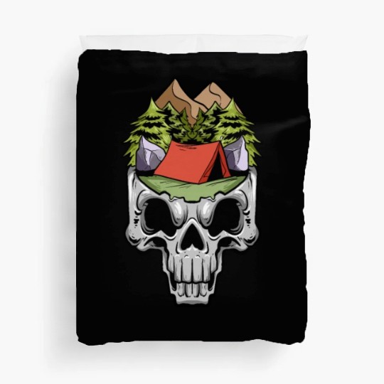Camper Campsite Skull Skeleton Head Camp Camping Duvet Covers