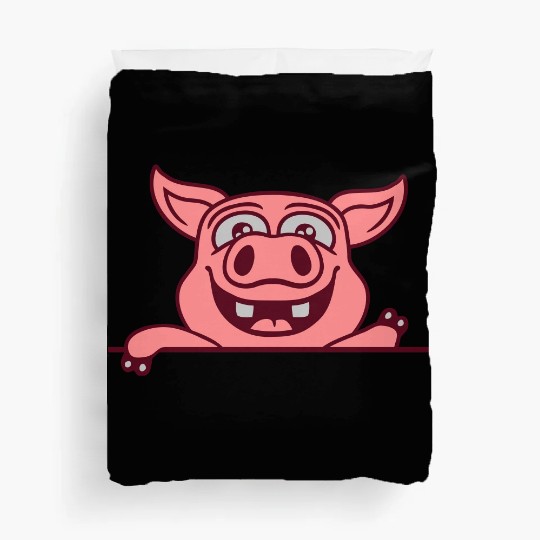 barn pig waving friendly Duvet Covers