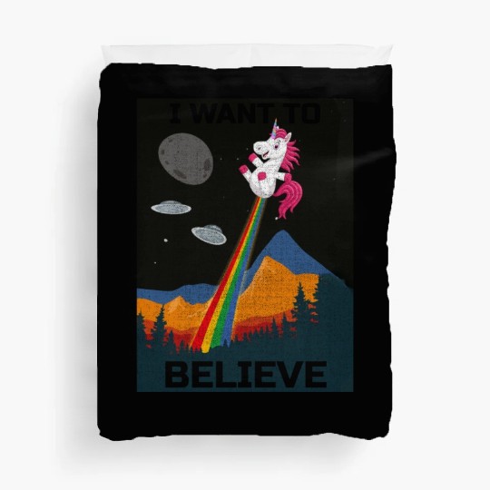 Unicorn "I Want To Believe" UAP Outfit Alien Ufo Duvet Covers
