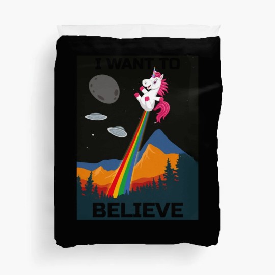 Unicorn "I Want To Believe" UAP Outfit Alien Ufo Duvet Covers