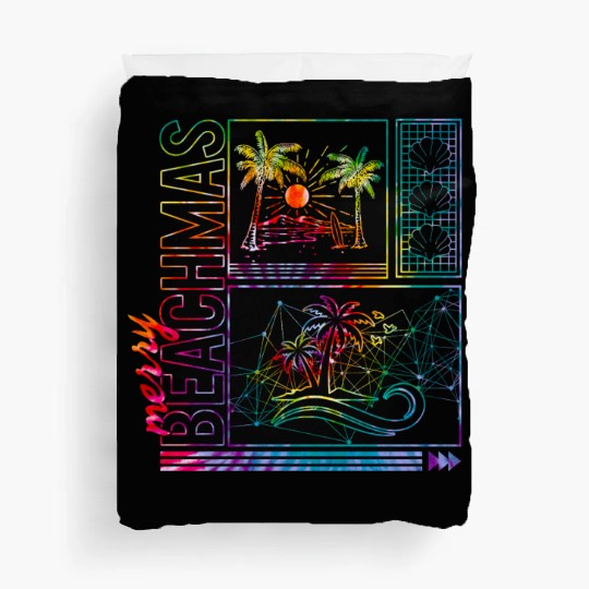 Coastal Beach Christmas In July Duvet Covers, Merry