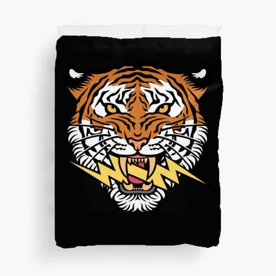 Tiger face and lightning bolt Duvet Covers