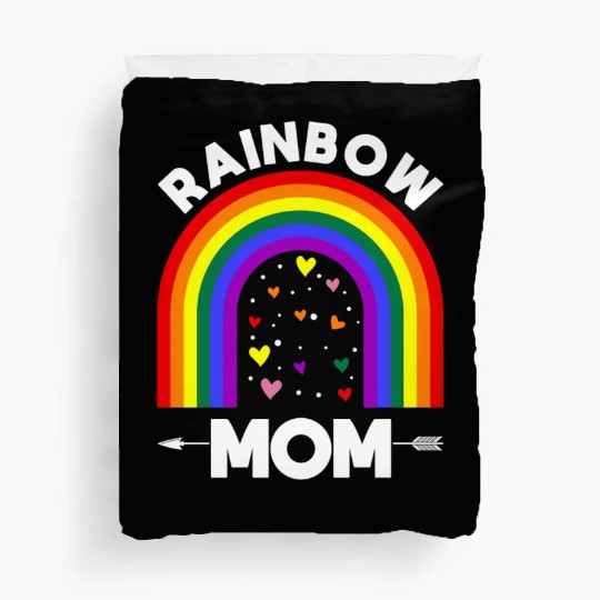 Rainbow Proud Mom Colorful Heart LGBTQ Duvet Covers