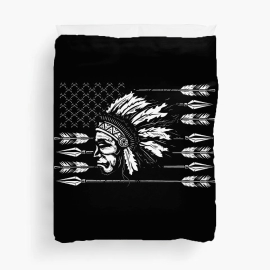 Chief Native American Traditional US Flag Duvet Covers
