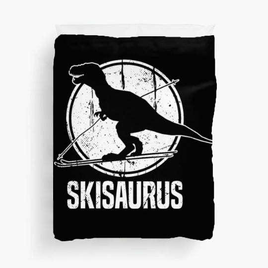 Funny Skisaurus Skiing Dino Ski Dino Skiing Duvet Covers