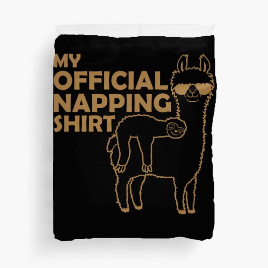 sloth llama napping Duvet Covers