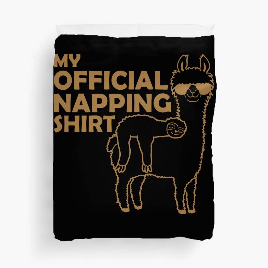 sloth llama napping Duvet Covers
