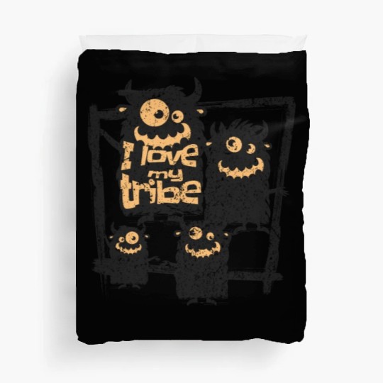 I Love My Tribe Funny Monster Family Reunion Duvet Covers