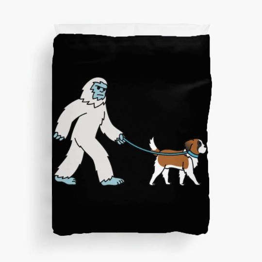 Bigfoot Sasquatch Walking Saint Bernard Duvet Covers