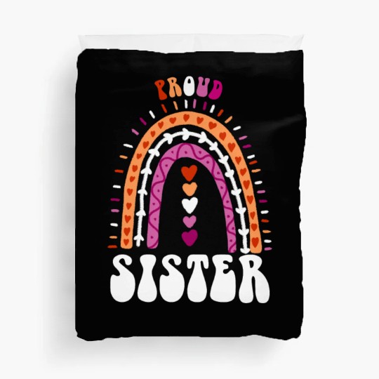 Proud Sister Lesbian Pride Boho Rainbow Duvet Covers