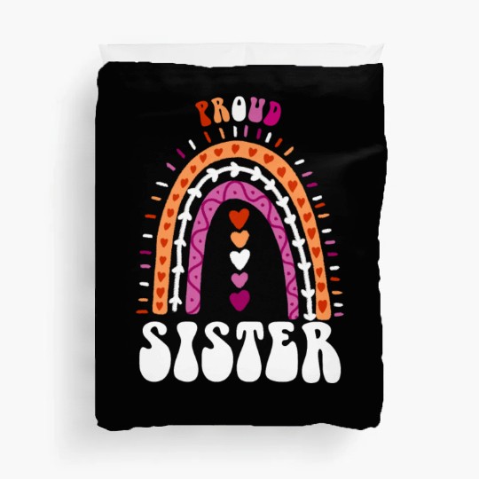 Proud Sister Lesbian Pride Boho Rainbow Duvet Covers