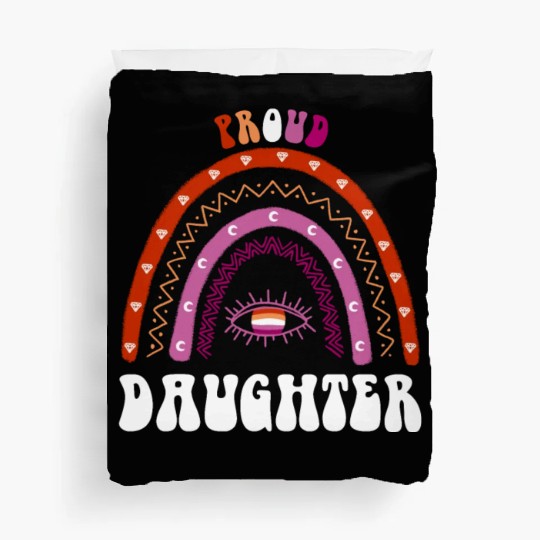 Lesbian Rainbow Proud Daughter Lesbian Duvet Covers
