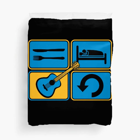 guitar play daily repeat Duvet Covers