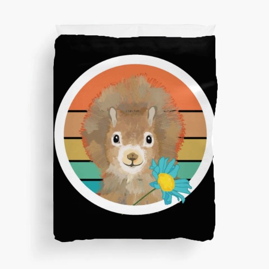 Retro Vintage Squirrel With Flower Duvet Covers