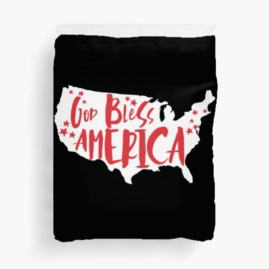God Bless America USA Map Patriotic 4th of Julygod Duvet Covers