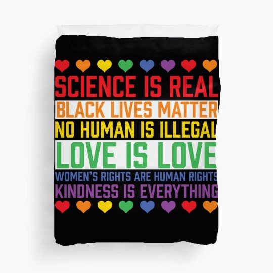 LBGT Flag Gay Pride Human Science is Real Duvet Covers