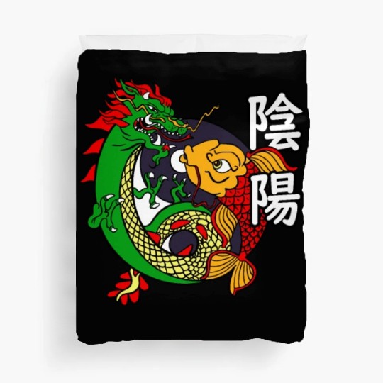 Dragon Koi Fish Good Bad | Japanese Culture Duvet Covers