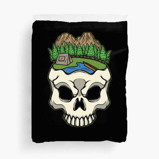 Skeleton Head Camp Campsite Camper Camping Duvet Covers