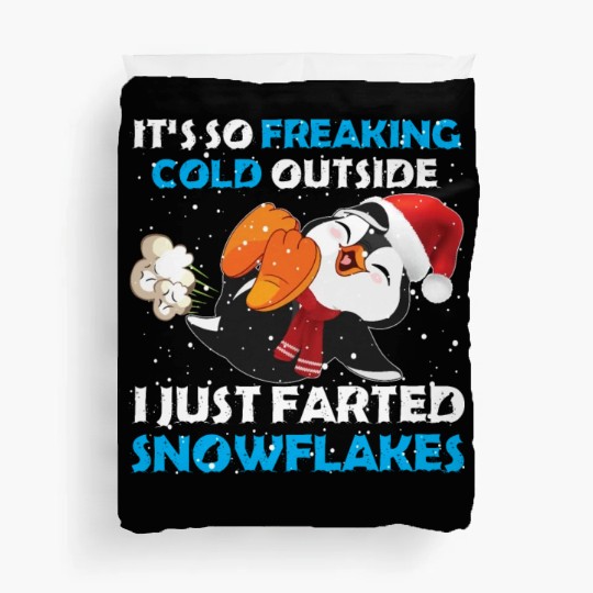 I Just Farted Snowflakes Funny Penguin Christmas Duvet Covers