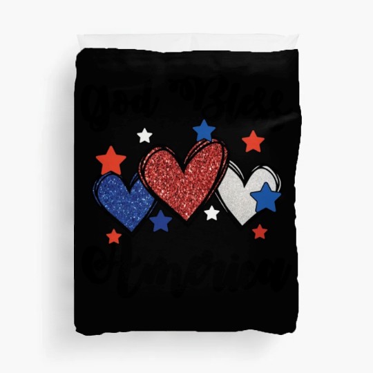 God Bless America Patriotic USA Hearts 4th of July Duvet Covers