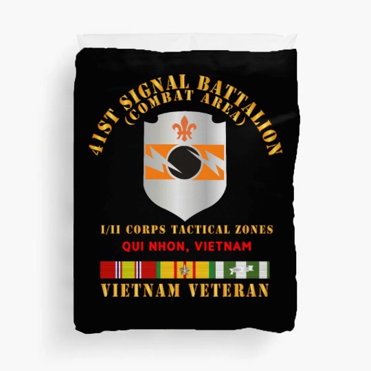 Army 41st Signal Bn Combat Area VN Vet w SVC Ribbo Duvet Covers