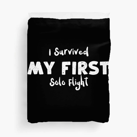 I Survived My First Solo Flight Duvet Covers