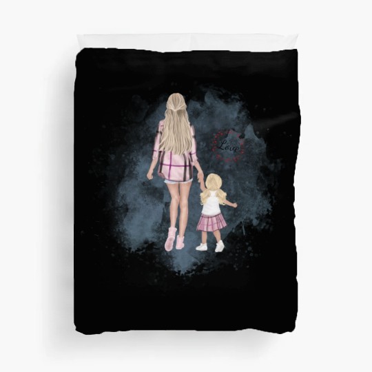 mother and daughter with love Duvet Covers