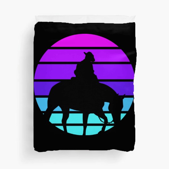 Synthwave Cowboy Horse Wrangler Gift Duvet Covers