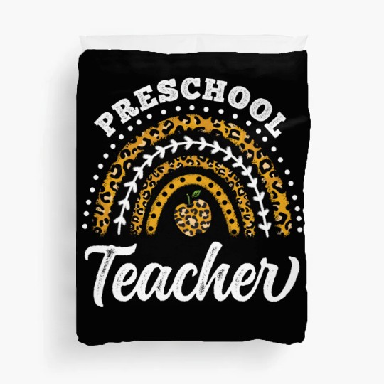 Preschool Teacher Leopard Rainbow Back To School Duvet Covers