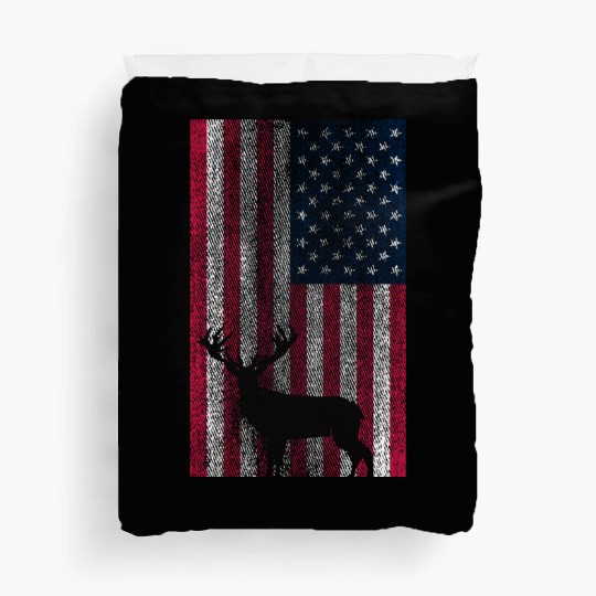 American Deer Hunter Patriotic Vintage design Flag Duvet Covers