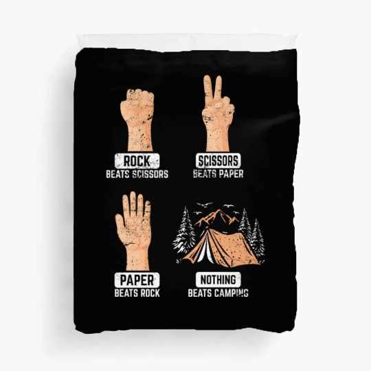 Rock Paper Scissors Nothing Beats Camping Funny Ca Duvet Covers