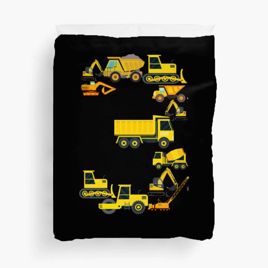 Construction Trucks 3rd Birthday 3 Year Old Boys Duvet Covers