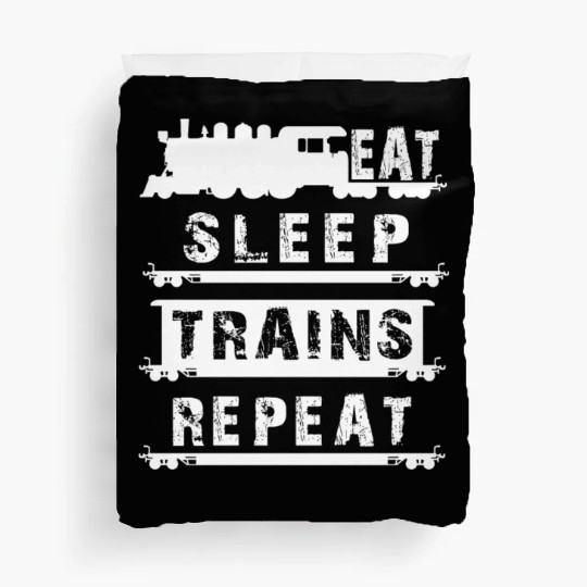 Railfan Outfit For Him Men Boys Eat Sleep Trains R Duvet Covers