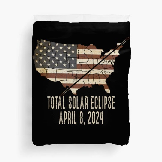 Total Solar Eclipse April 8 2024 Totality USA Map Duvet Covers