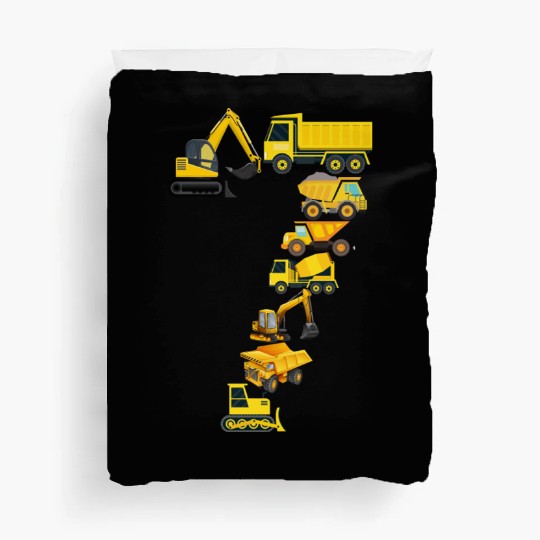 Construction Vehicles Trucks For 7 Year Old Boys Duvet Covers