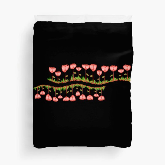 nature line wave grass flowers Duvet Covers