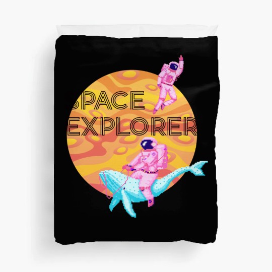 Space Explorer Two Astronauts and A Blue Whale Duvet Covers