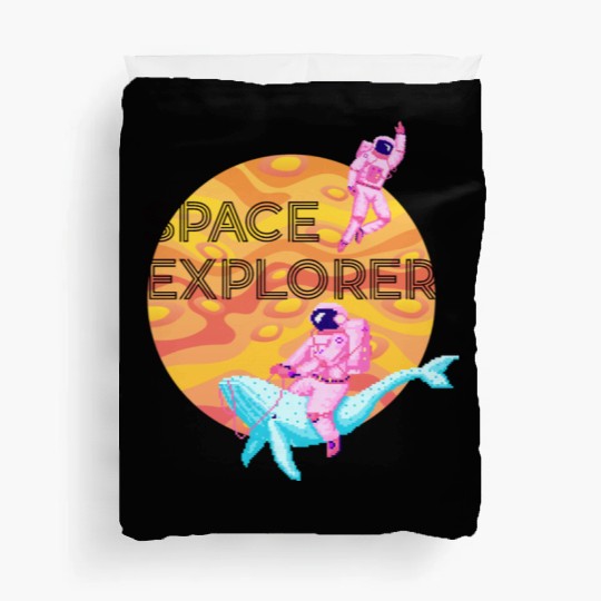 Space Explorer Two Astronauts and A Blue Whale Duvet Covers