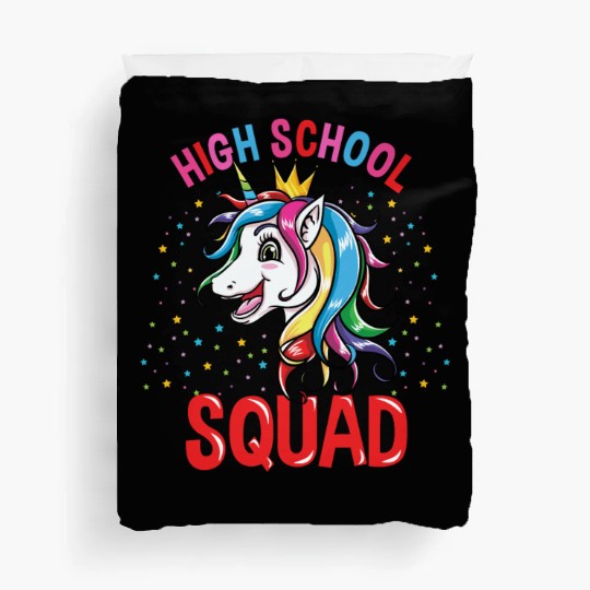 High School Squad Unicorn Girls Back To School Duvet Covers