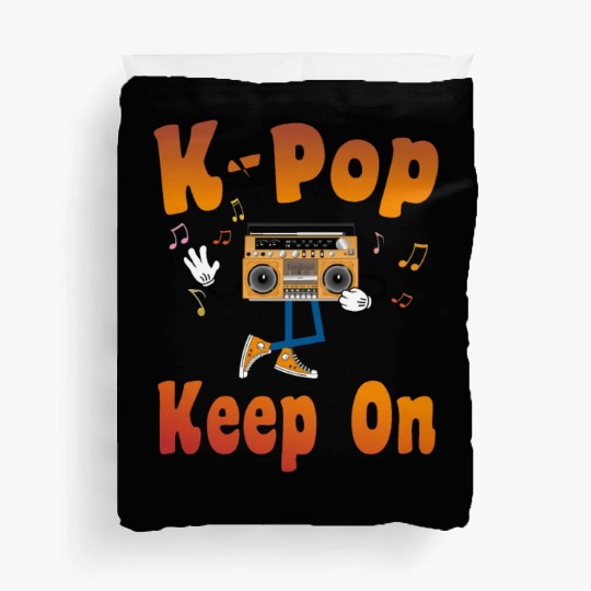 K-Pop on a Retro Boombox w music nout Duvet Covers